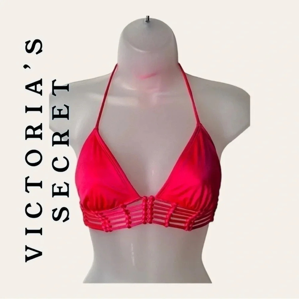 0441. VICTORIA’SECRET BATHING SUIT TOP SPAGHETTI HALTER TOP CUTOUT BOTTOM SIZE S